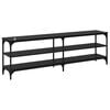 vidaXL Meuble TV Ch&ecirc;ne noir 160 x 30 x 50 cm Bois d'ing&eacute;nierie et fer