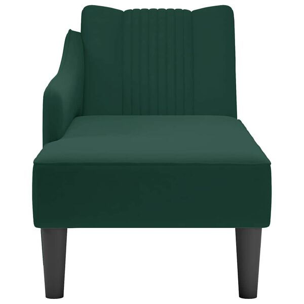 vidaXL Fauteuil long avec accoudoir droit vert fonc&eacute; velours