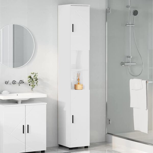 vidaXL Cabinet de salle de bain Blanc brillant 30 x 35 x 192 cm