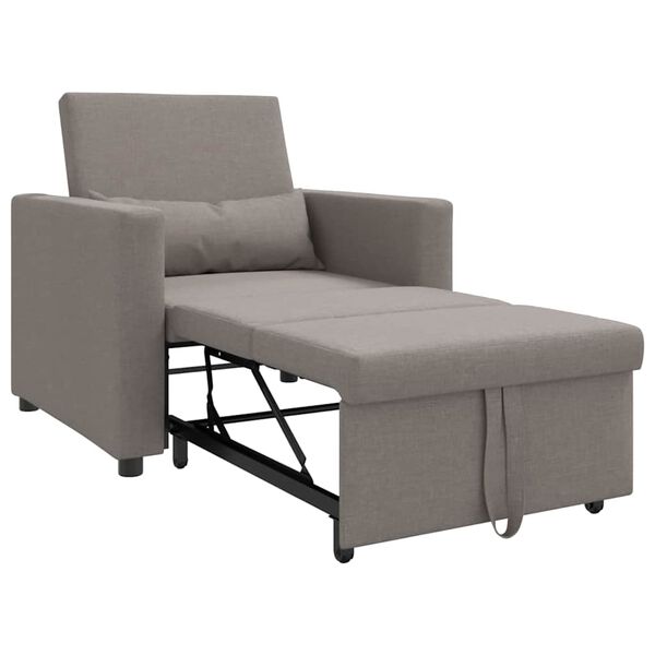 vidaXL Canapé Lit Simple avec des roues Taupe 90 x 165 x 87 cm tissu