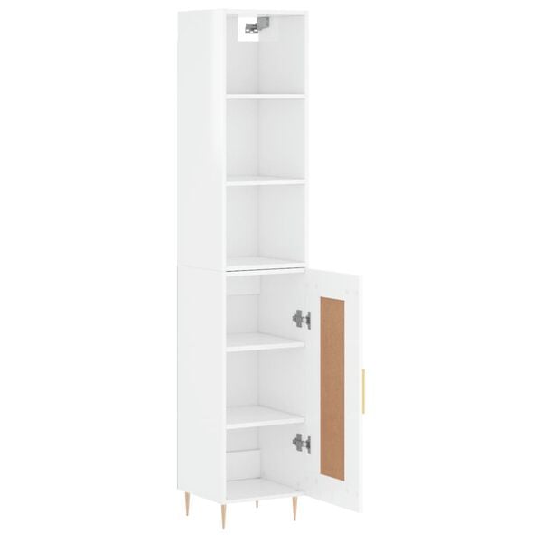 vidaXL Buffet haut Blanc brillant 34,5x34x180 cm Bois d'ing&eacute;nierie