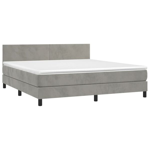 vidaXL Sommier à lattes de lit avec matelas LED Gris clair 160x200 cm