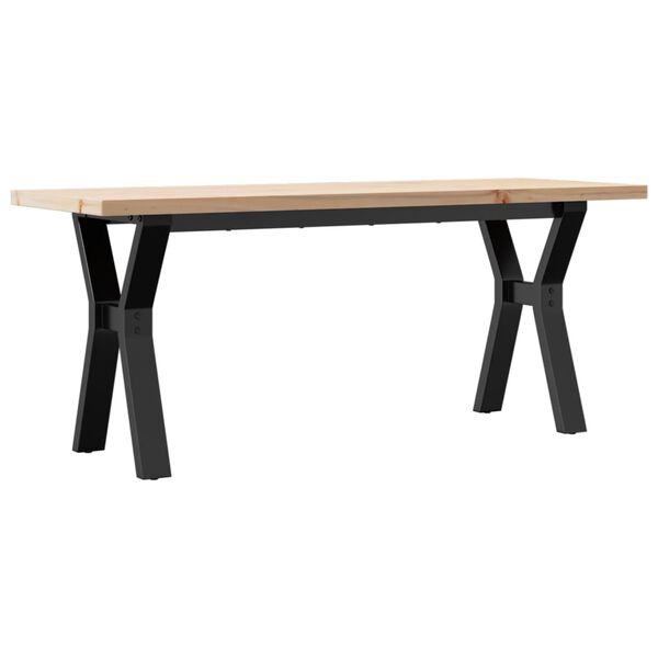 vidaXL Table basse cadre en Y 110x40x45,5 cm bois de pin massif acier