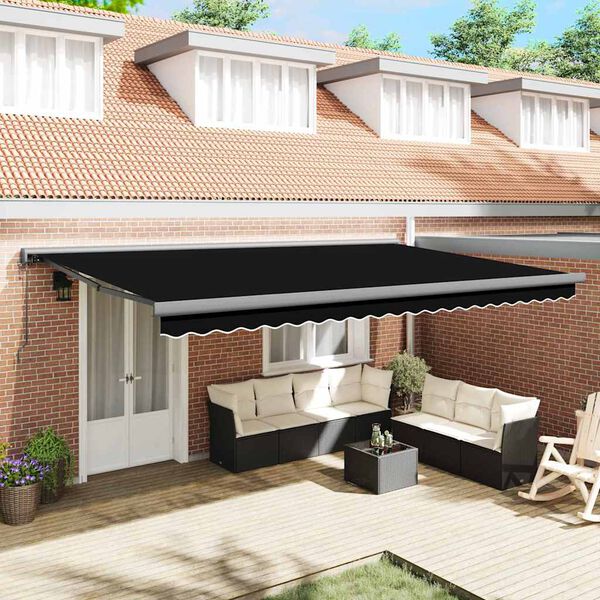 vidaXL Auvent Noir 500 x 300 x 165 cm Polyester et Aluminium