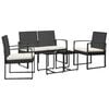 vidaXL Ensemble &agrave; manger de jardin avec coussins 5 pcs noir rotin PP