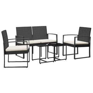 vidaXL Ensemble &agrave; manger de jardin avec coussins 5 pcs noir rotin PP