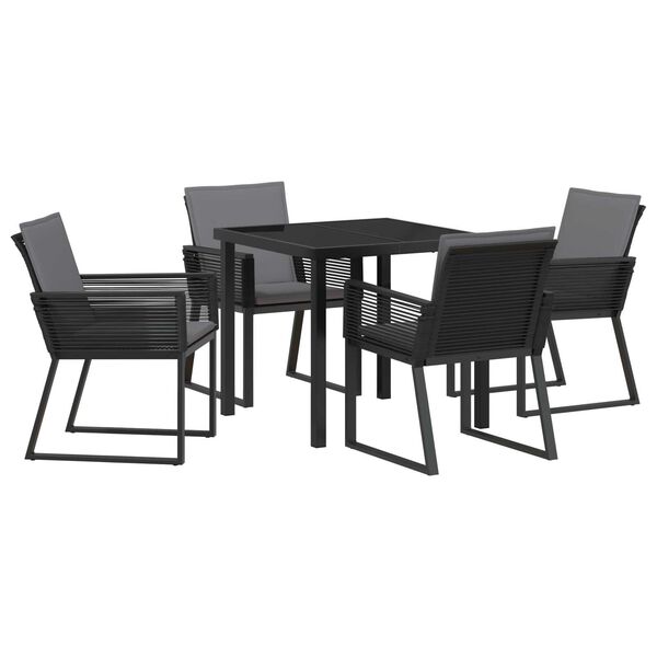 vidaXL Ensemble de salle à manger pour jardin 9 pcs Noir