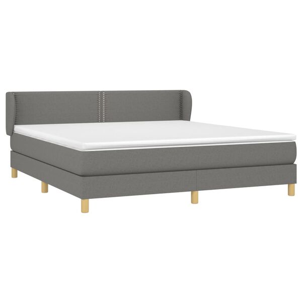 vidaXL Sommier &agrave; lattes de lit avec matelas Gris fonc&eacute; 180x200cm Tissu