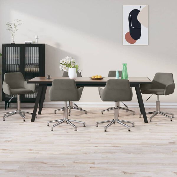 vidaXL Chaises pivotantes &agrave; manger lot de 6 Gris fonc&eacute; Velours