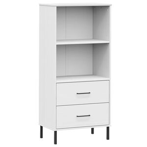 vidaXL Biblioth&egrave;que &agrave; 2 tiroirs Blanc 60x35x128,5 cm Bois massif OSLO