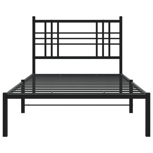 vidaXL Cadre de lit m&eacute;tal sans matelas avec t&ecirc;te de lit noir 107x203cm