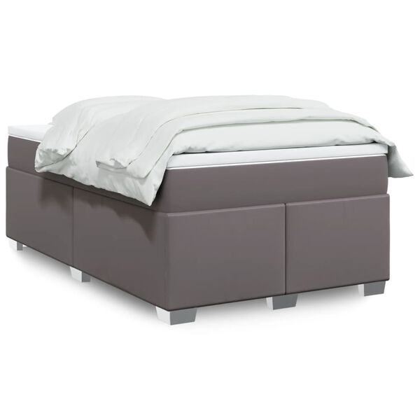 vidaXL Sommier &agrave; lattes de lit avec matelas gris 120x190 cm similicuir