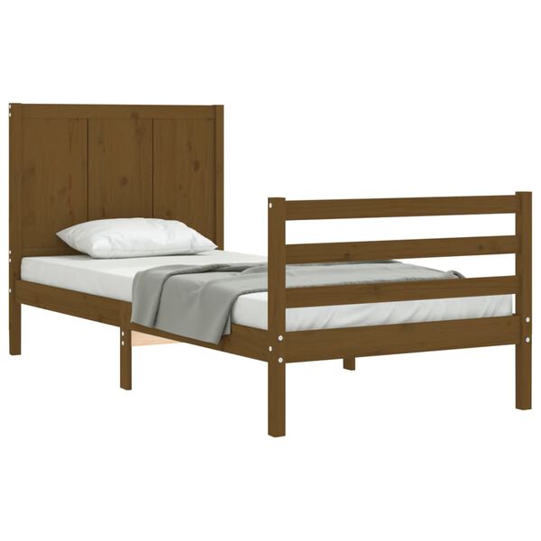 vidaXL Cadre de lit sans matelas marron miel bois massif