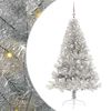 vidaXL Sapin de No&euml;l artificiel pr&eacute;-&eacute;clair&eacute; Argent 180 cm PET