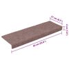 vidaXL Tapis d'escalier autocollants 15 pi&egrave;ces 65 x 21 x 4 cm marron clair Bord rectangulaire