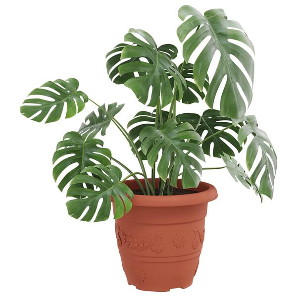 vidaXL Pot &agrave; fleurs rond 24 pcs Rouge brique &Oslash; 26 x 21,5 cm Plastique