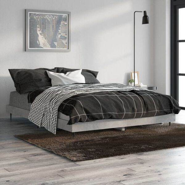 vidaXL Cadre de lit sans matelas gris b&eacute;ton 135x190 cm