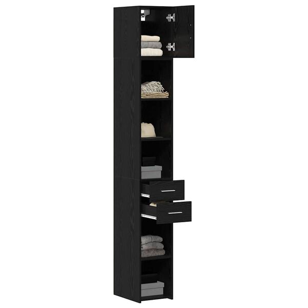 vidaXL Armoire de rangement 2 pcs Ch&ecirc;ne noir 30 x 42,5 x 225 cm