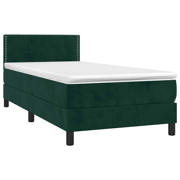 vidaXL Sommier &agrave; lattes de lit avec matelas et LED Vert fonc&eacute; 80x200cm