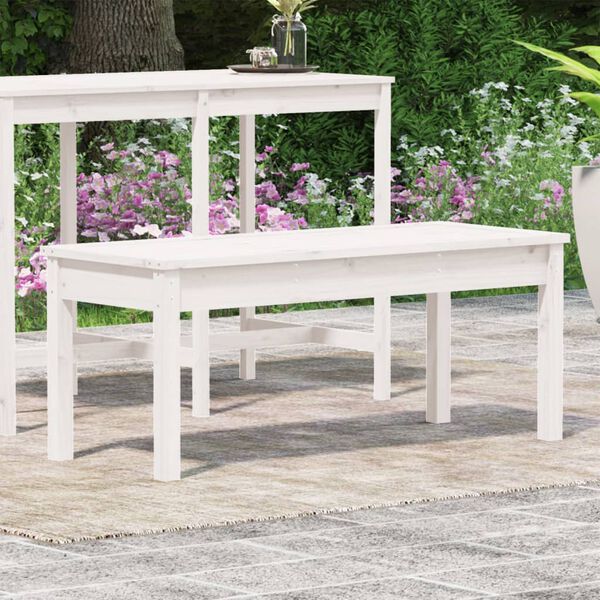 vidaXL Banc de jardin blanc 109x44x45 cm bois massif de pin