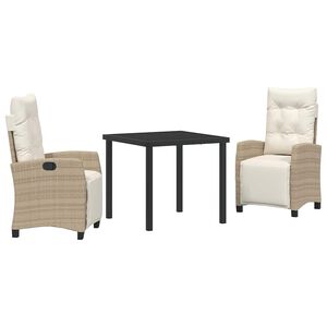 vidaXL Ensemble de salle &agrave; manger pour jardin 3 pcs Beige polyrotin
