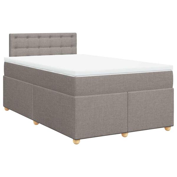 vidaXL Sommier &agrave; lattes de lit avec matelas taupe 120x190 cm tissu