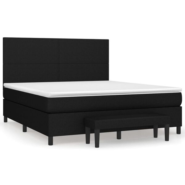 vidaXL Sommier &agrave; lattes de lit avec matelas Noir 160x200 cm Tissu