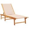 vidaXL Chaise longue cr&egrave;me bois d'acacia solide et textil&egrave;ne