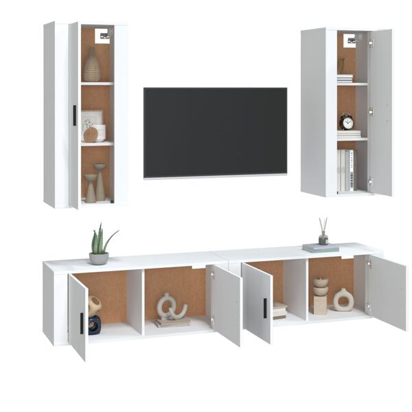 vidaXL Ensemble de meubles TV 4 pcs Blanc Bois d'ing&eacute;nierie