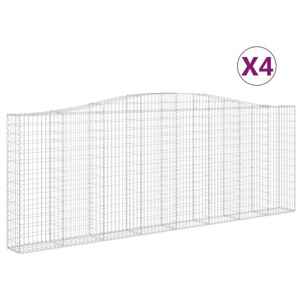 vidaXL Paniers &agrave; gabions arqu&eacute;s 4 pcs 400x30x140/160 cm Fer galvanis&eacute;