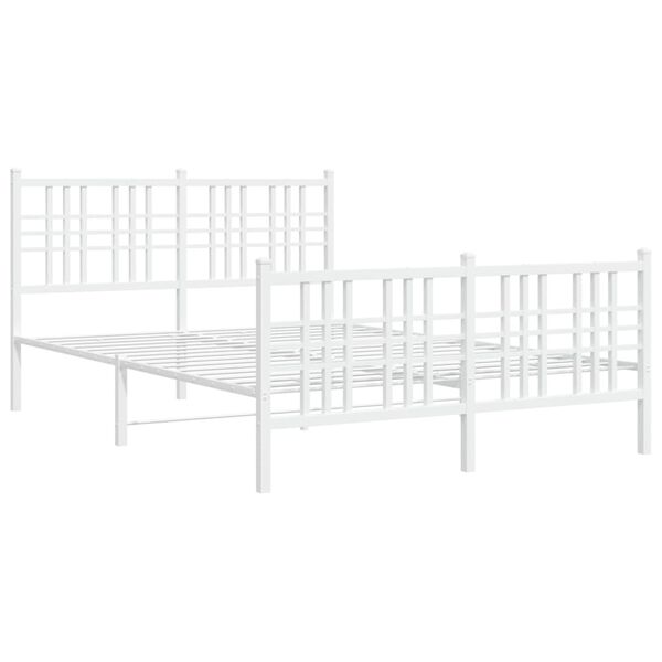 vidaXL Cadre de lit métal sans matelas et pied de lit blanc 137x190 cm