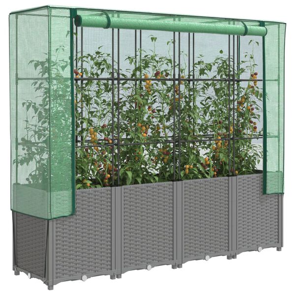 vidaXL Jardini&egrave;re sur&eacute;lev&eacute;e avec housse aspect rotin 160x40x153 cm