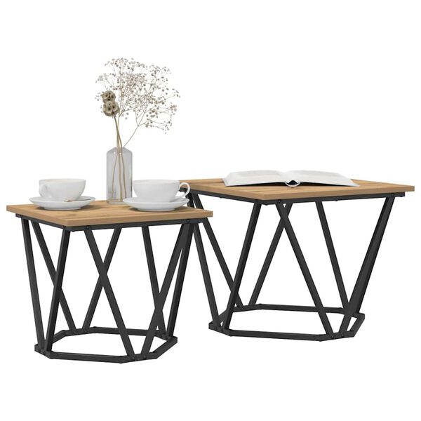 vidaXL Ensemble de tables d'appoint 2 pcs Chêne artisanal