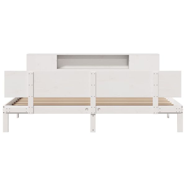 vidaXL Lit biblioth&egrave;que sans matelas blanc 200x200 cm bois pin massif