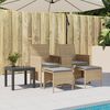 vidaXL Canapé de jardin 2 places avec table et tabourets beige rotin