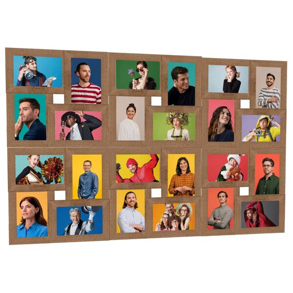 vidaXL Collage de cadres photo de photo 24x(13x18 cm) Marron clair MDF