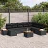 vidaXL Ensemble de canap&eacute; de jardin avec coussin 9 pcs Noir Polyrotin