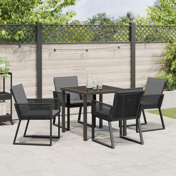 vidaXL Ensemble de salle à manger pour jardin 9 pcs Noir