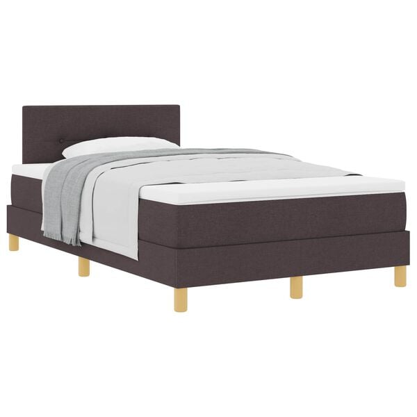 vidaXL Lit &agrave; ressorts avec matelas Marron fonc&eacute; 120 x 190 cm tissu