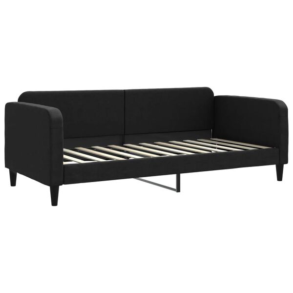 vidaXL Lit de jour avec gigogne et matelas noir 90x200 cm tissu