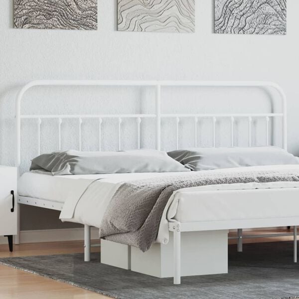 vidaXL T&ecirc;te de lit m&eacute;tal blanc 200 cm