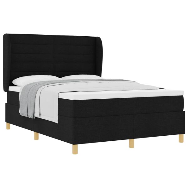 vidaXL Lit &agrave; ressorts avec matelas gris fonc&eacute; 90x190 cm Noir tissu