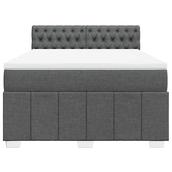vidaXL Sommier &agrave; lattes de lit avec matelas Gris fonc&eacute; 140x190cm Tissu