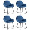 vidaXL Chaises &agrave; manger lot de 4 Bleu Velours