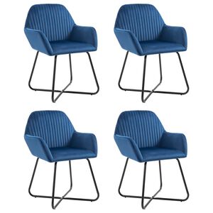 vidaXL Chaises &agrave; manger lot de 4 Bleu Velours
