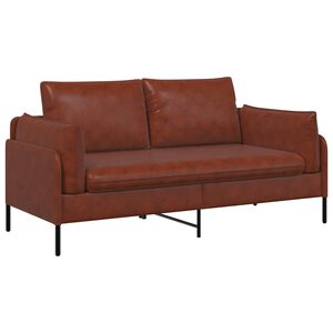 vidaXL Sofa 2 places Brun Brillant 188 x 81 x 89 cm Simili cuir