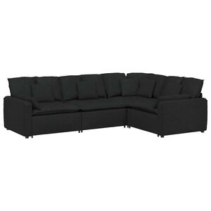 vidaXL Canap&eacute; modulable avec coussins en tissu noir