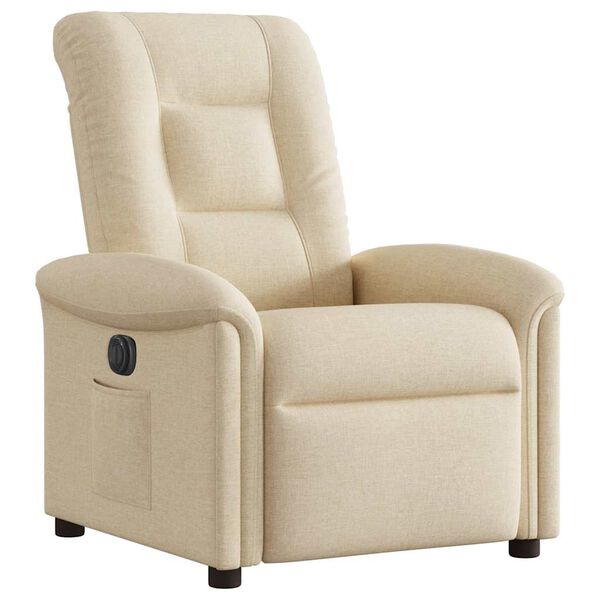 vidaXL Fauteuil inclinable &eacute;lectrique Cr&egrave;me Tissu