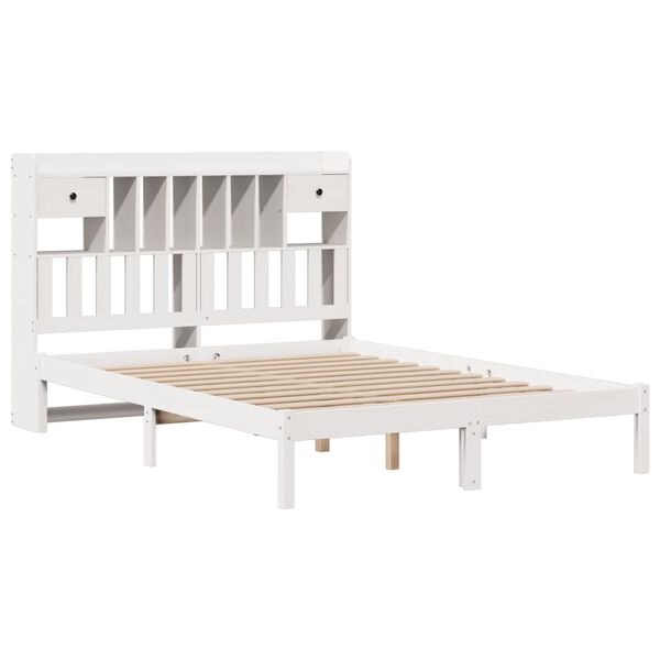 vidaXL Lit bibliothèque sans matelas blanc 140x200 cm bois pin massif