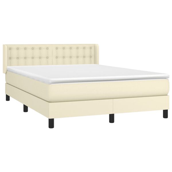 vidaXL Sommier &agrave; lattes de lit avec matelas Cr&egrave;me 140x200cm Similicuir